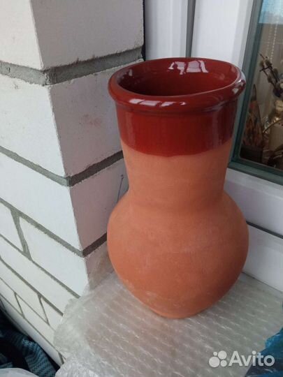 Глиняный кувшин, крынка, большой на 2 литра