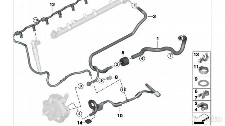 Bmw x5 e70 bmw x6 e71 трубопровод обратка топливо