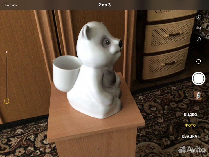 Ваза мишка для ванной комнаты фаянсовый с ершиком