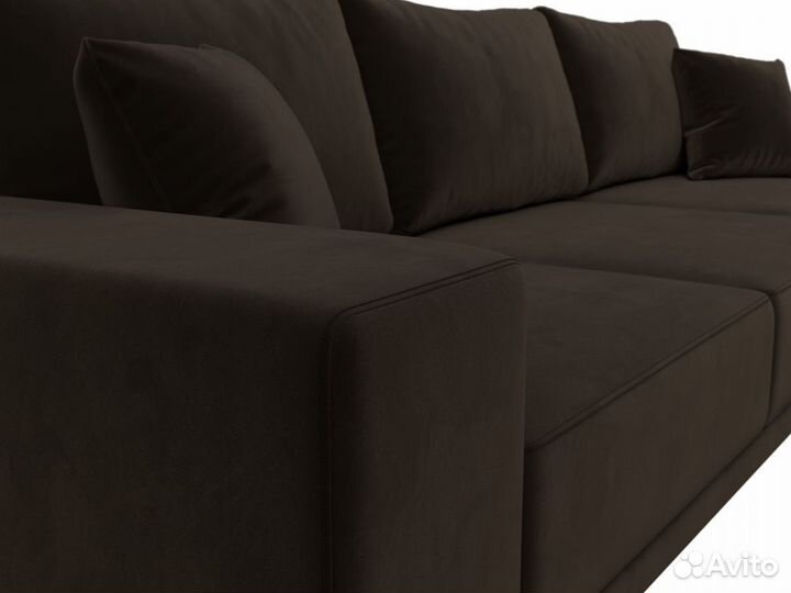 Диван угловой Льюес правый, микровельвет, коричневый