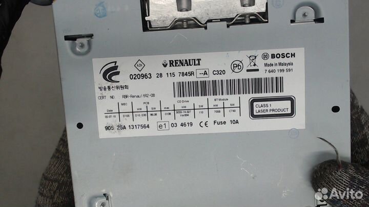 Магнитола Renault Fluence, 2010