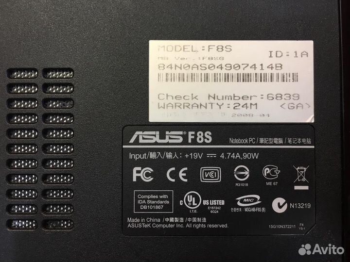 Ноутбук Asus F8S