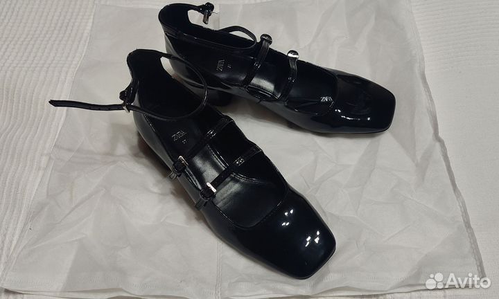 Черные туфли zara мери-джейн 37