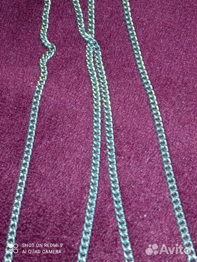 Серебряная цепь без замка, винтаж 76см