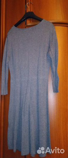 Серое базовое трикотажное платье клеш H&M размер M
