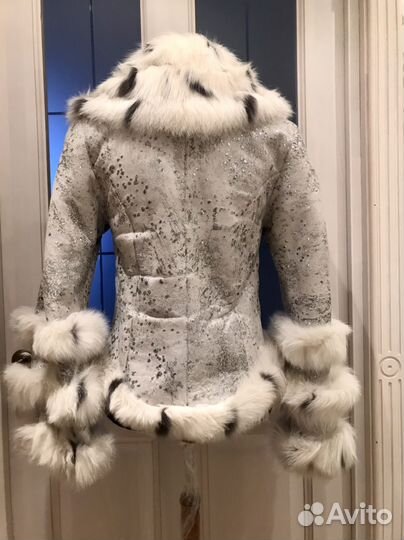 Дубленка шуба натуральная женская нарядная светлая