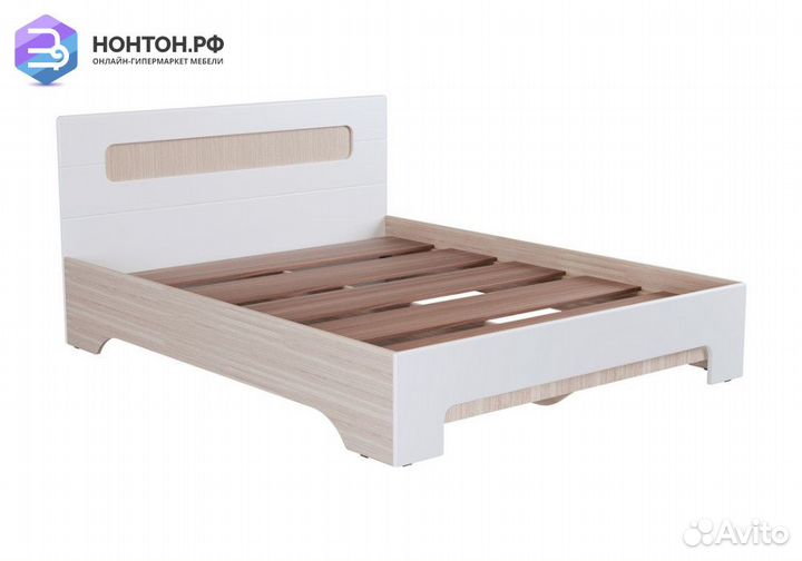 Кровать Палермо-3 1.6 м ясень шимо светлый / белый