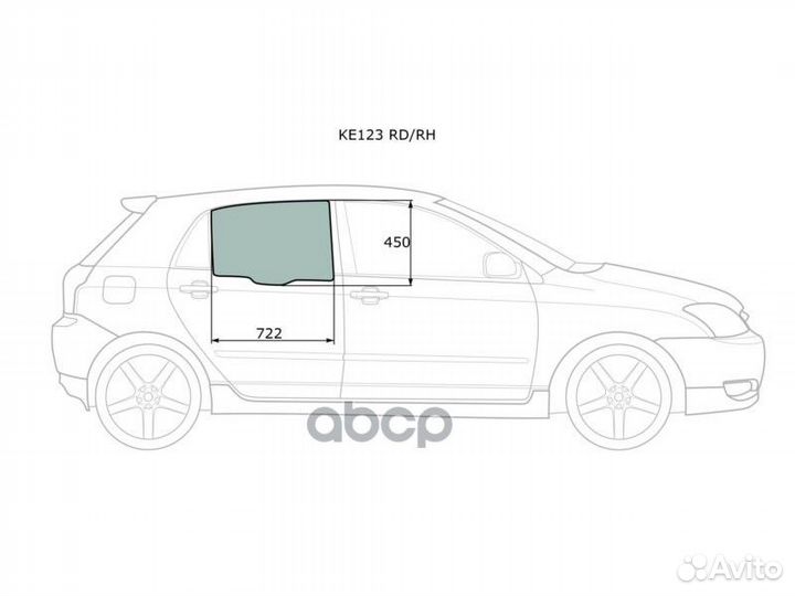 Стекло боковое опускное (Сзади/ Справа/ Цвет зе
