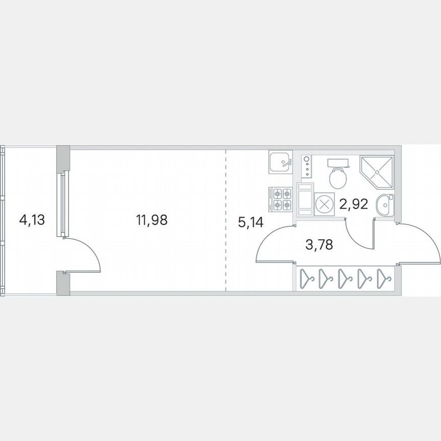 Квартира-студия, 25,1 м², 3/4 эт.