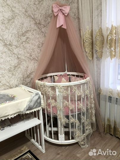 Детская кроватка трансформер круглая