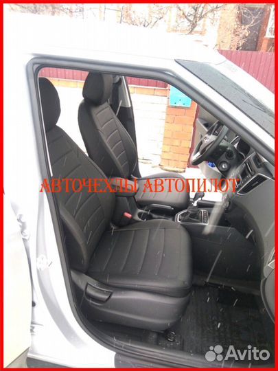 Чехлы Автопилот Hyundai Santa-Fe из экокожи чёрные