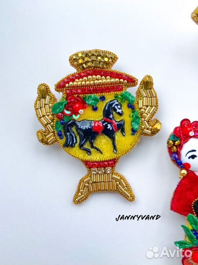 Брошь Городецкий Самовар