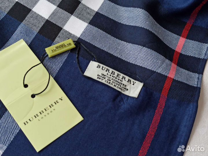 Палантин Шарф Кашемир Burberry синий новый