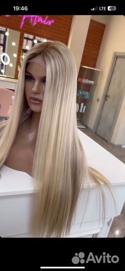 Парик блонд из натуральных волос