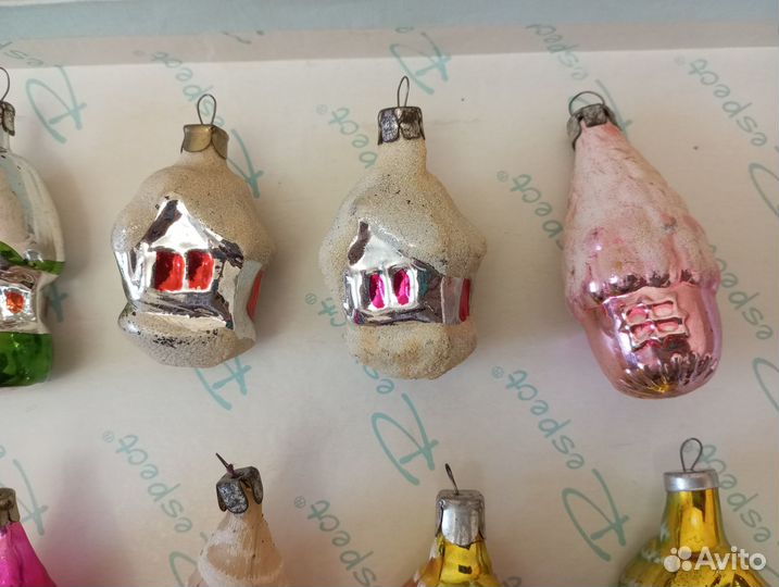 Елочные игрушки Домики СССР. Стекло