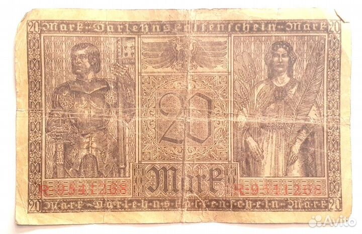 Банкнота 20 марок 1918 г. Германия