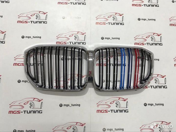 Решетка в BMW Х5 G05 стиль Х5 М хром + триколор +М