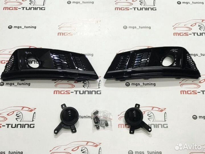 Вставки в бампер Audi A4 15-н.в. стиль RS4 Черные