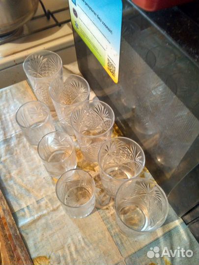 Набор стаканы 4 шт,хрусталь высота 10 см СССР