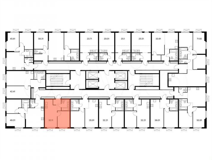 1-к. квартира, 32,1 м², 2/38 эт.