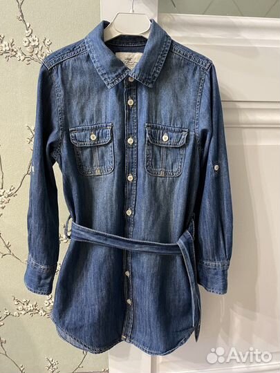 Джинсовая рубашка hm для девочки 122р