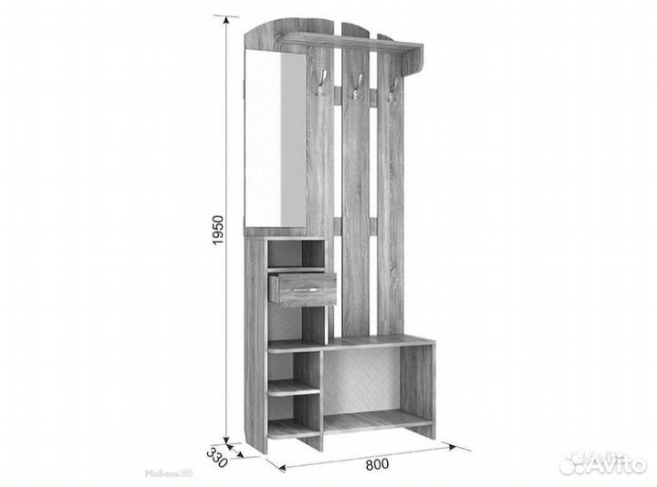 Прихожая с вешалкой и зеркалом Мила белое дерево