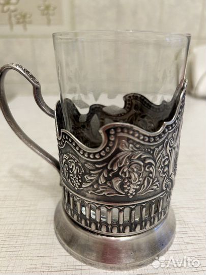 Подстаканник и стакан «миру мир». СССР