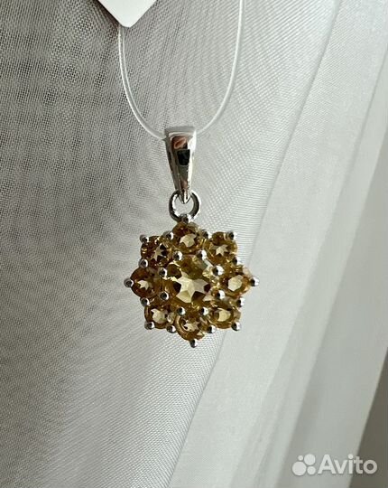 Подвески цитрин и аметист серебро