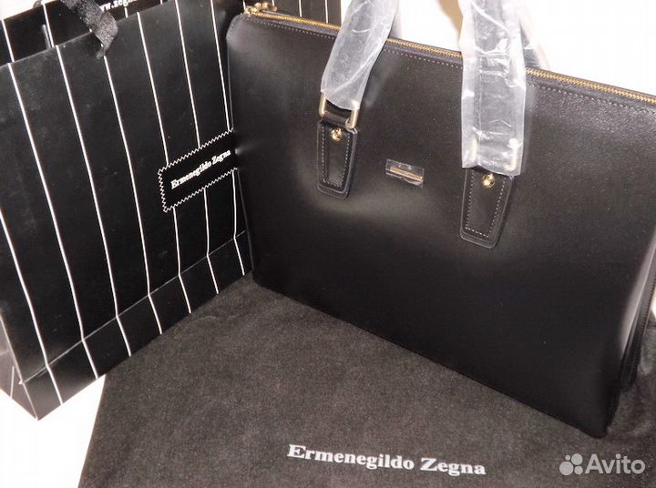 Мужская кожаная сумка портфель Zegna business lux