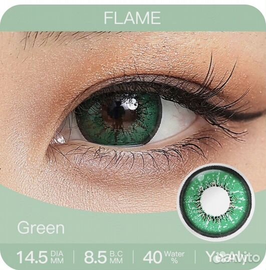 Линзы зеленые и голубые