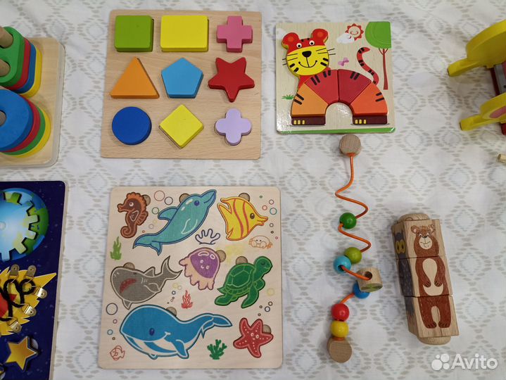 Развивающие игрушки для малышей пакетом деревянны