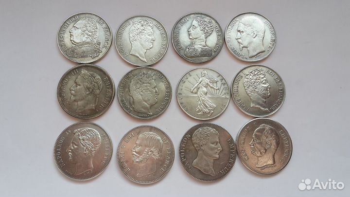 Монеты Франция. Италия 1756-1908 г Серебро