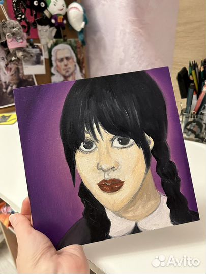 Картина маслом на картоне Уэнсдсей Wednesday