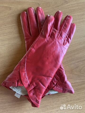 Перчатки кожаные красные женские