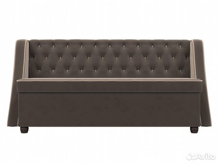 Диван кухонный прямой Лофт, велюр, коричневый, бежевый