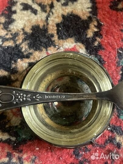 Серебряная солонка с ложечкой