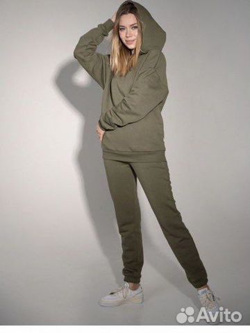 Спортивный женский костюм (худи и джоггеры) хаки