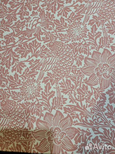 Ткань хлопковая саржа Птицы и анемоны Моррис