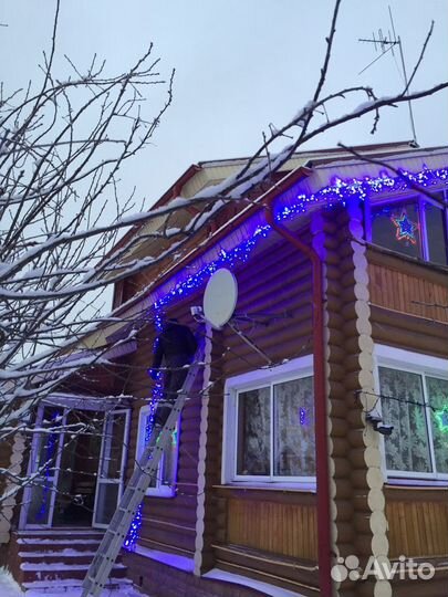 Гирлянды монтаж оформление домов Новогодних ёлок