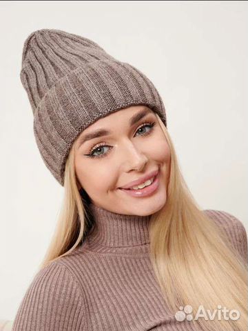 Шапка бини тыковка коричневая весна