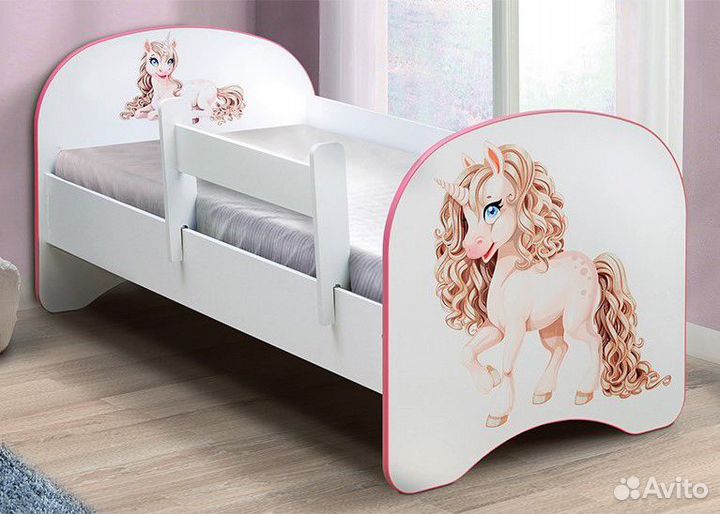 Детская кровать для девочки от 3 лет. Разные рисун