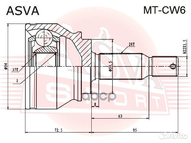 ШРУС внешний перед прав/лев mtcw6 asva