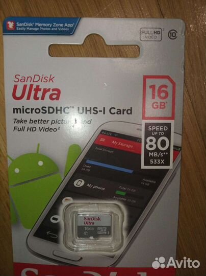 Карта памяти MicroSD 16