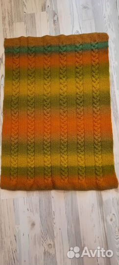 Плед шерстяной вязаный ручная работа