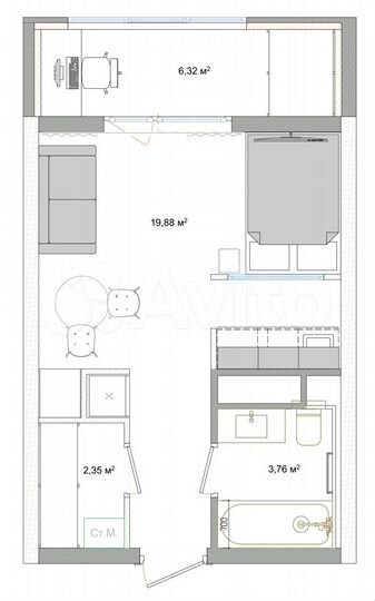 Квартира-студия, 33 м², 5/25 эт.