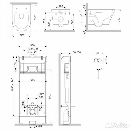 Инсталляция MasterFit черн мат Sense сид IS100138