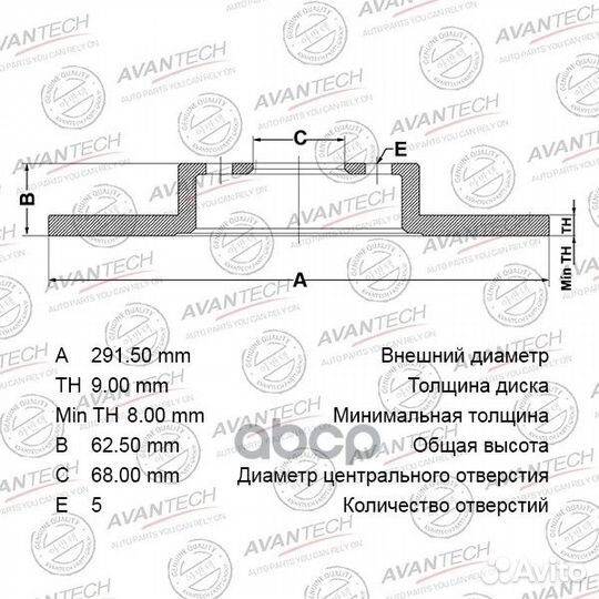 Диск тормозной задний BR0211S avantech