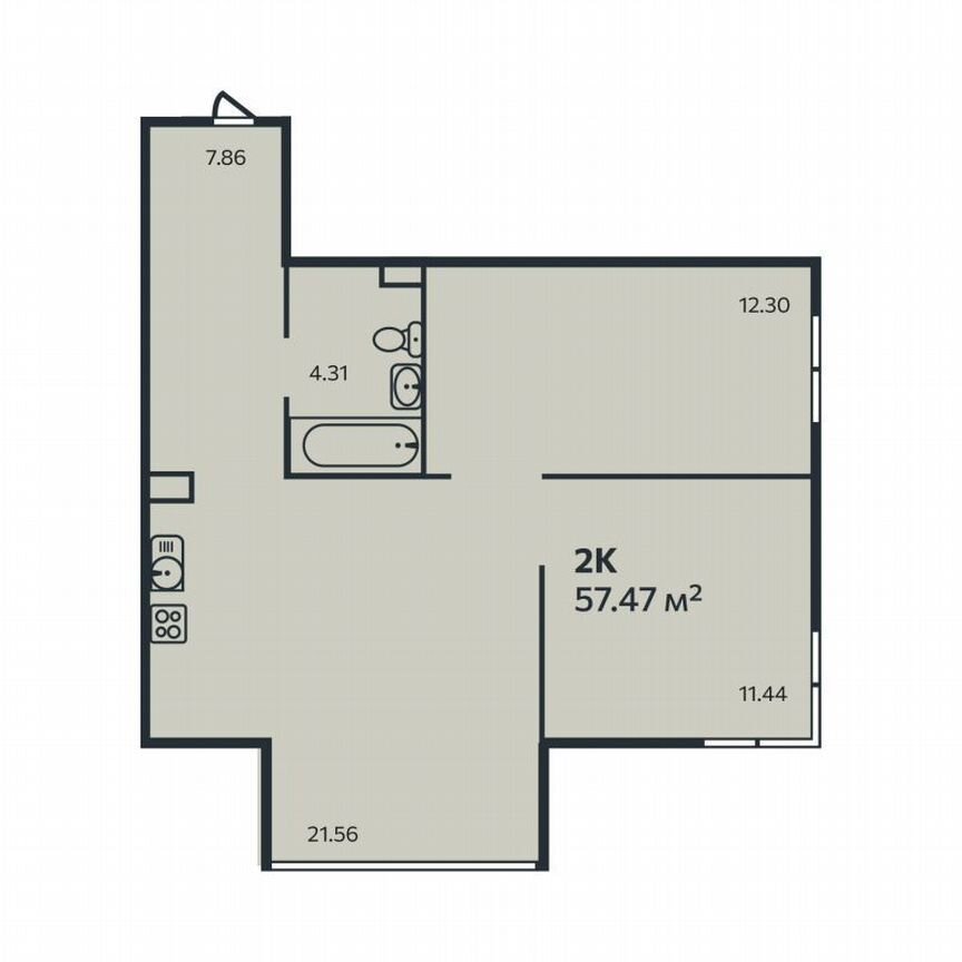 2-к. квартира, 57,5 м², 5/9 эт.