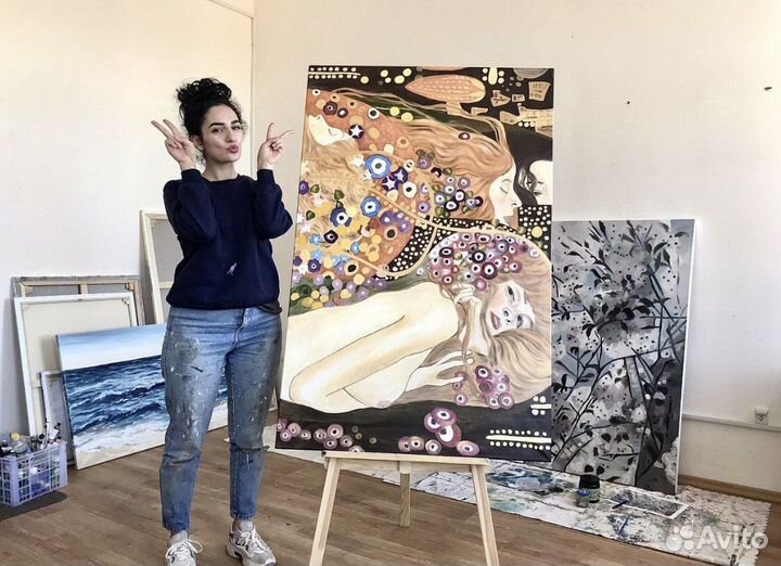 Картина копия Климт маслом на холсте. На заказ