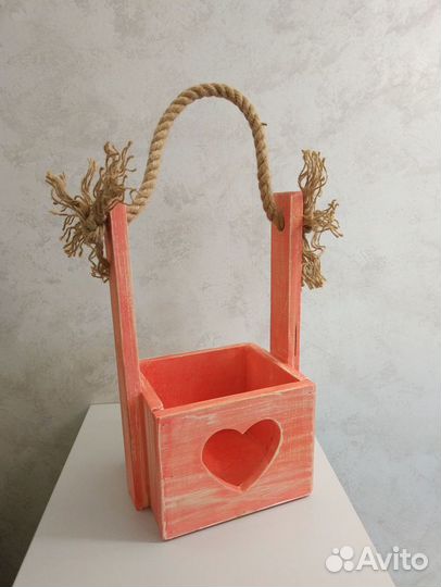 Деревянный ящик коралловый Новый